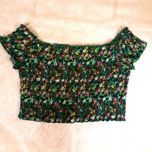 H&M Divided Green Colorful Crop Top